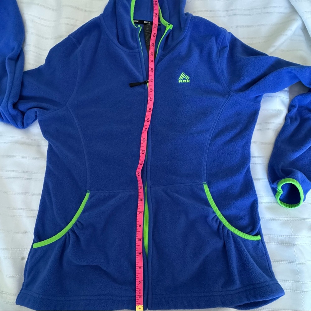 RBX Blue Full Zip Hoodie L Activewear Athletic Jacket Pockets Workout Athleisure - Picture 10 of 10